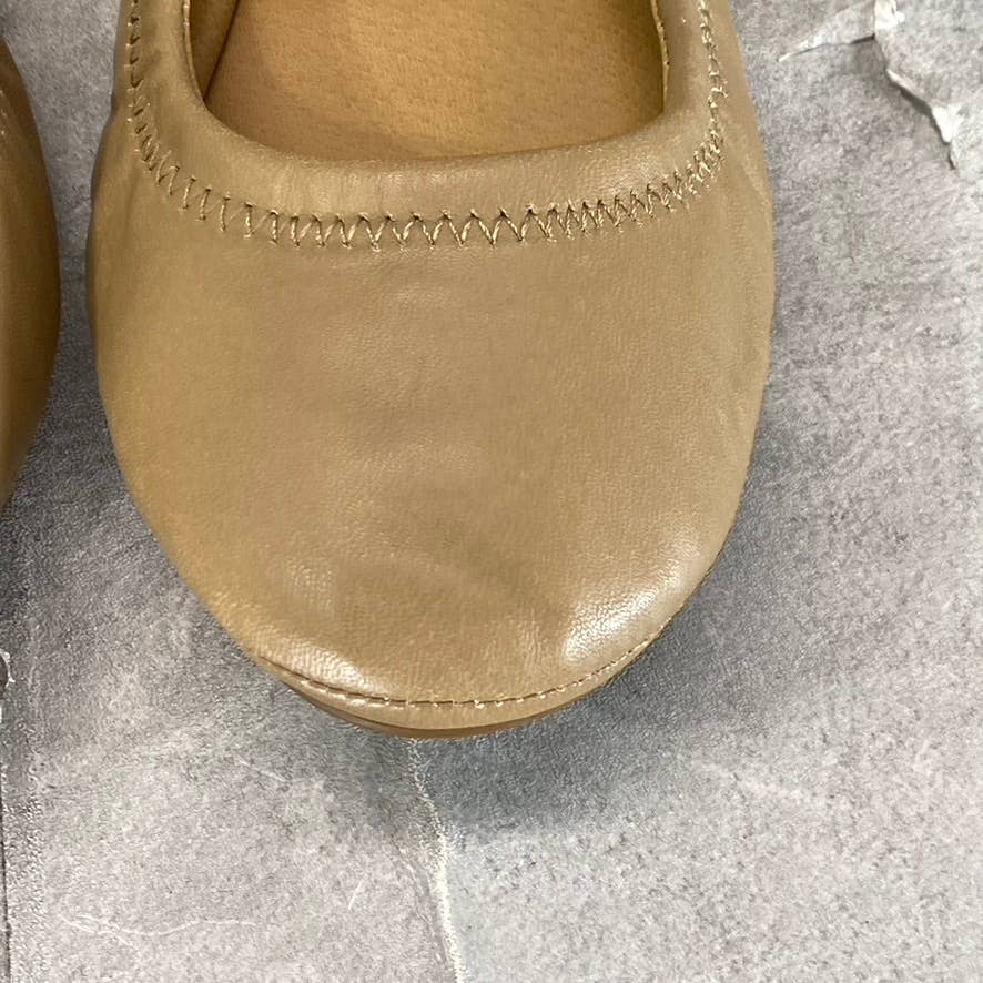 LUCKY BRAND Women's Light Cognac Leather Emmie Ballet Slip-On Flats SZ 8
