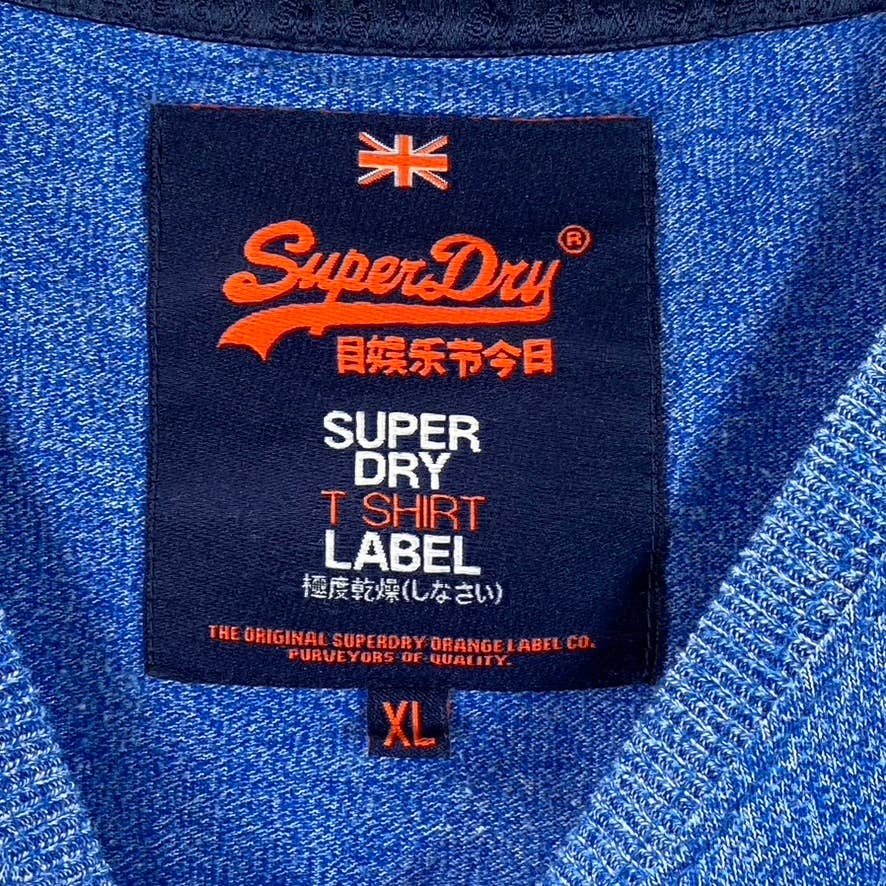 SUPERDRY Vintage Men's Blue Japan Logo Duo Short-Sleeve Crewneck T-Shirt SZ XL