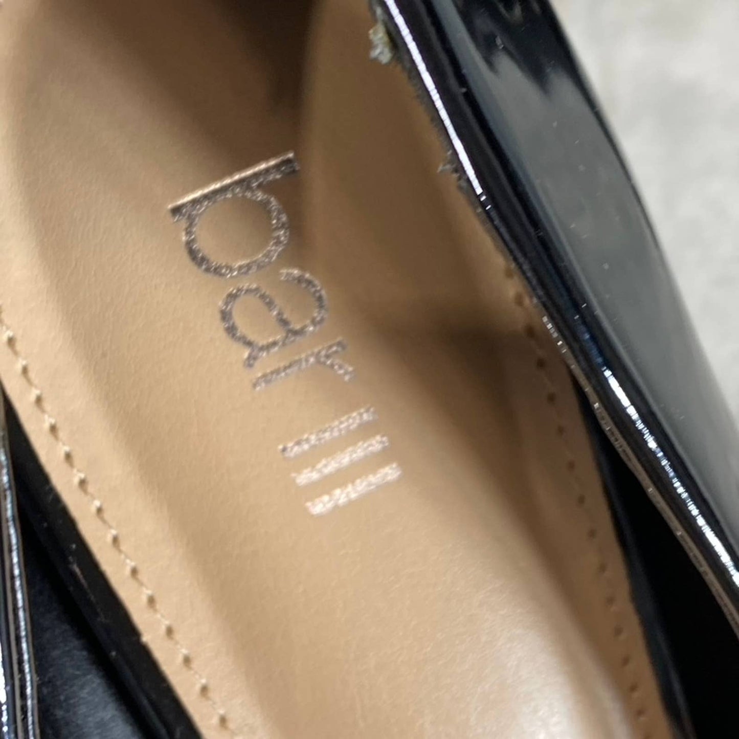BAR III Women's Black Patent Binsa Ball-Chain Trim Pointed-Toe Pumps SZ 8.5