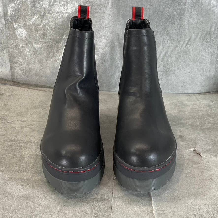 MIA Women's Black Malta Faux-Leather Cayson Round-Toe Platform Slip-On Boots SZ8