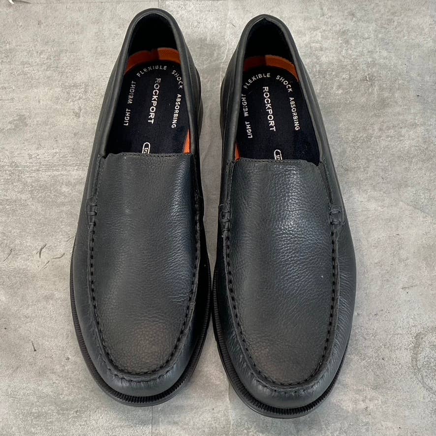 ROCKPORT Men's Black Leather Palmer Venetian Slip-On Loafers SZ 12