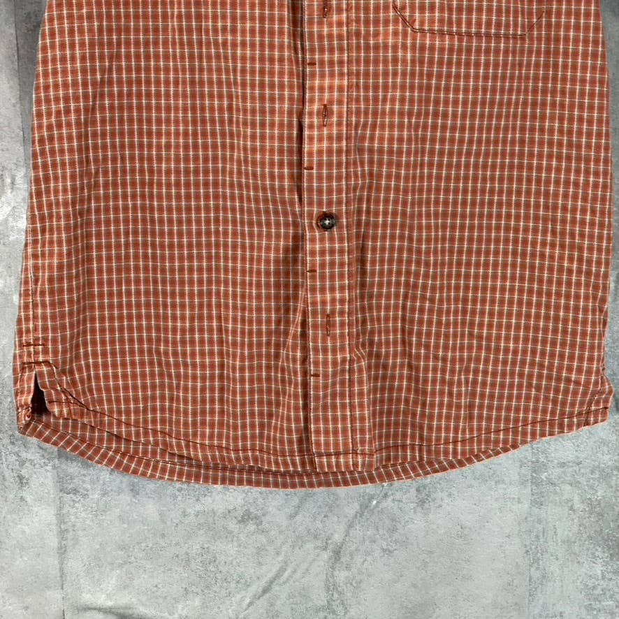EDDIE BAUER Men's Rust Checkered Button-Up Short-Sleeve Shirt SZ S