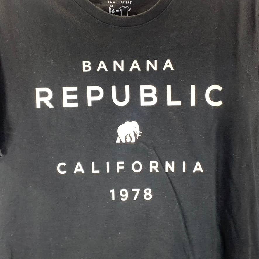 BANANA REPUBLIC Men's Black Modern Logo Crewneck Short-Sleeve T-Shirt SZ M