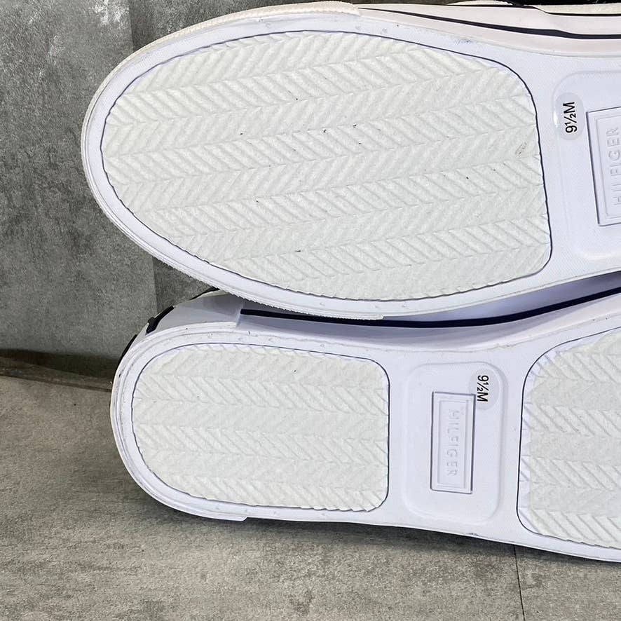TOMMY HILFIGER Men's White Canvas Roaklyn Twin Gore Slip-On Sneakers SZ 9.5