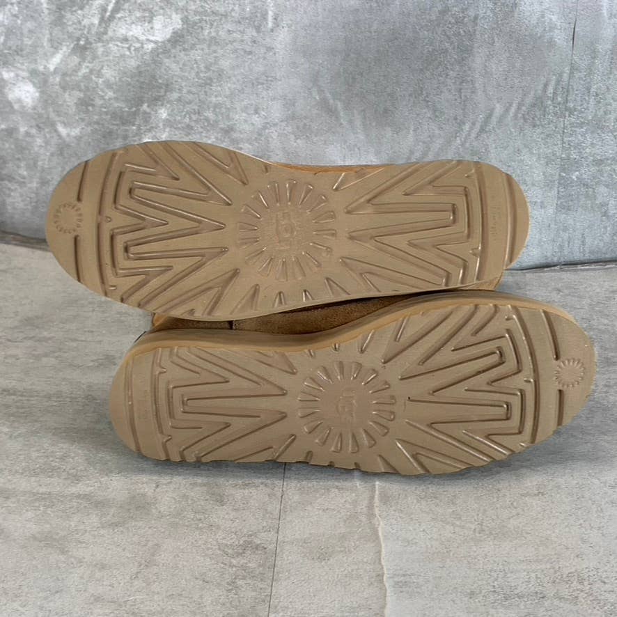 UGG Women's Chestnut Suede Classic Zip Short Round-Toe Pull-On Boots SZ 7
