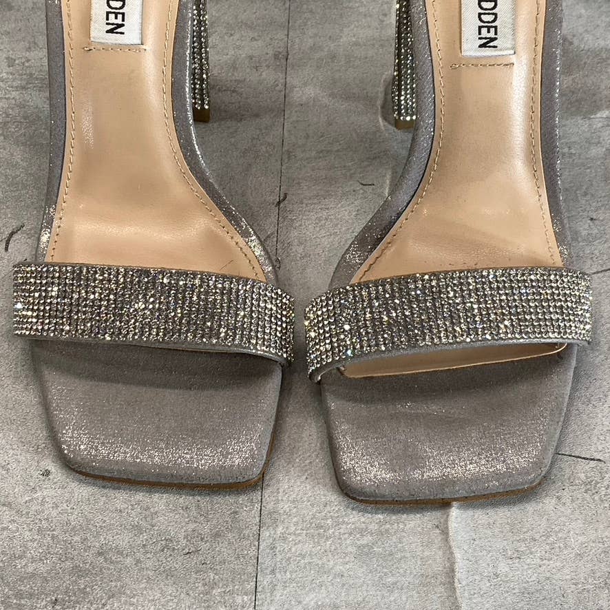 STEVE MADDEN Women's Silver Rhinestone Tiaa Two-Piece Dress Sandals SZ 6