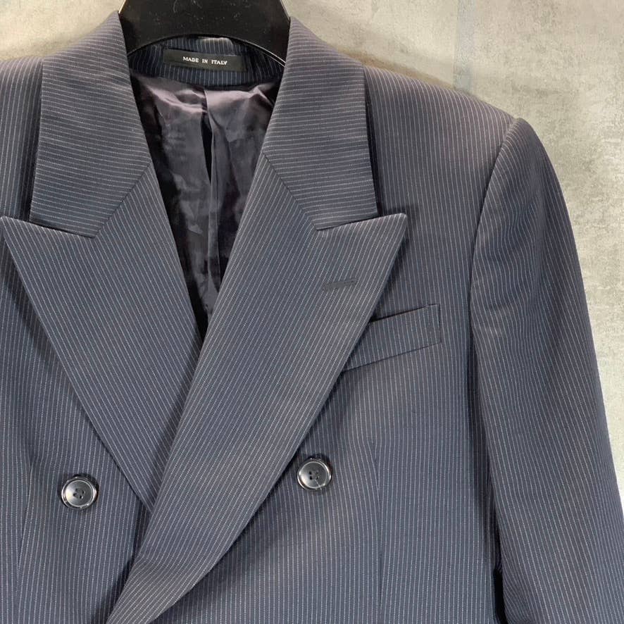 EMPORIO ARMANI Men's Navy Pinstripe Three-Button Double-Breast Blazer SZ 36