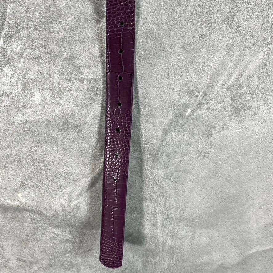 INC INTERNATIONAL CONCEPTS Women's Black/Purple Embossed-Solid Reversible Belt