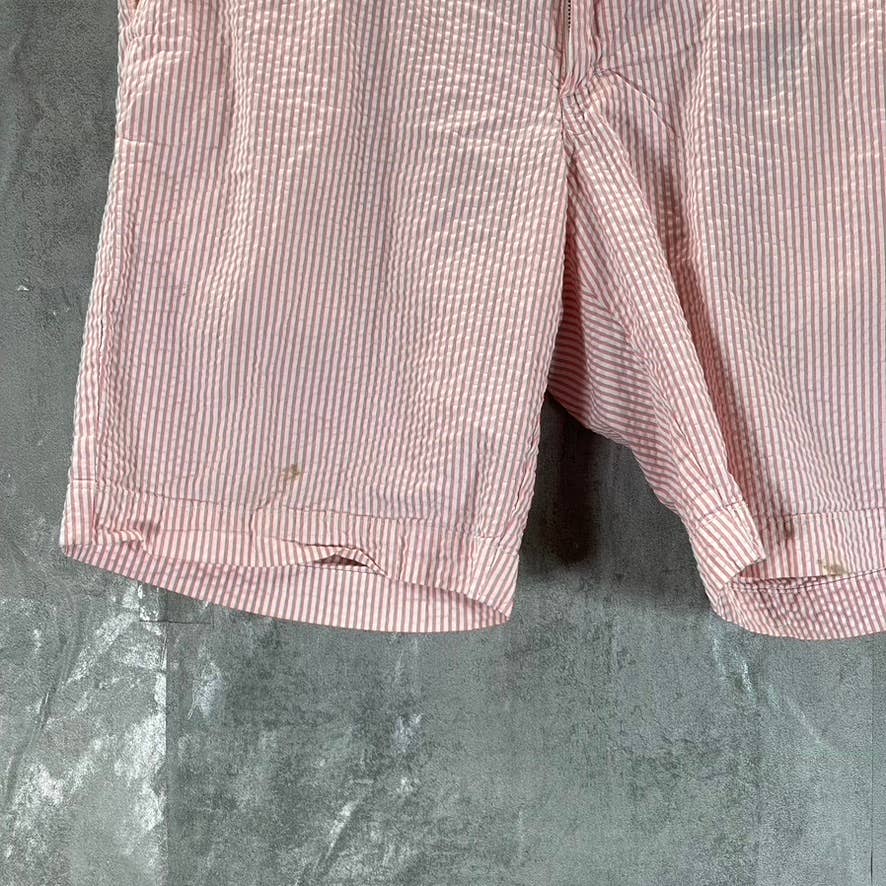 BILLS KHAKIS Men's Red Pinstripe Seersucker Cotton Classic-Fit Parker Short SZ33