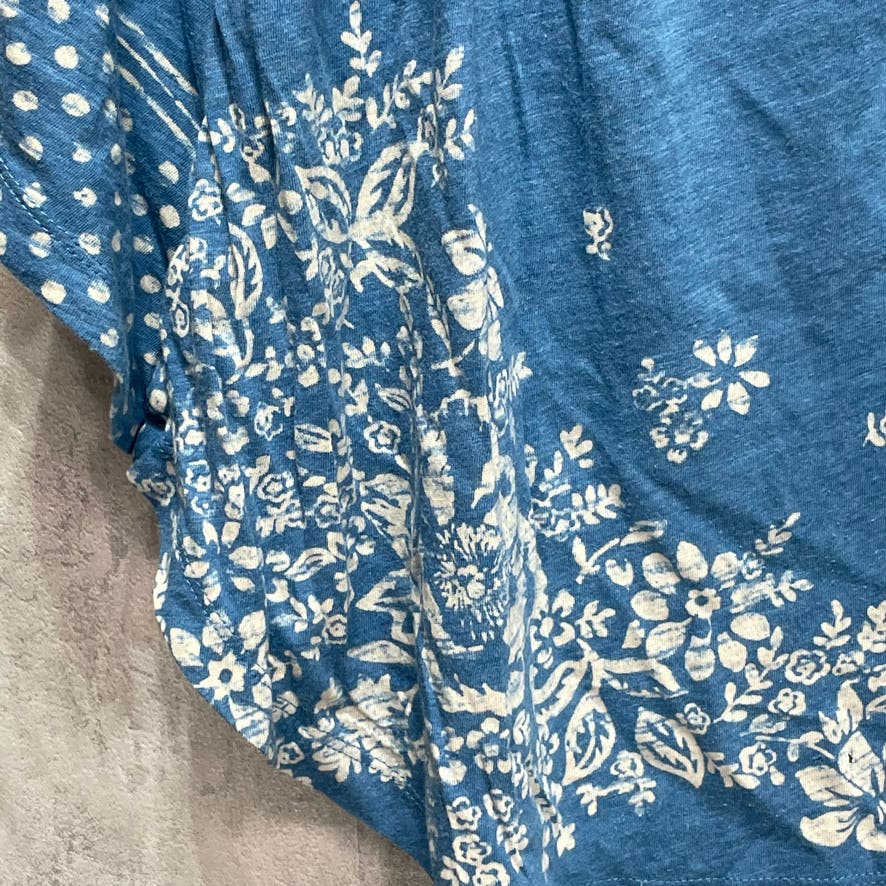 AMERICAN EAGLE Blue Printed Flutter Sleeve Top SZ XS