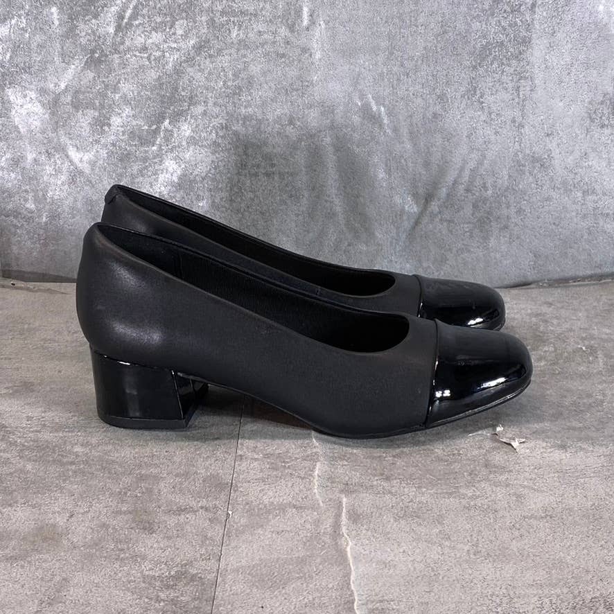 CLARKS COLLECTION Women's Black Combo Marilyn Sara Block-Heel Pumps SZ 5.5