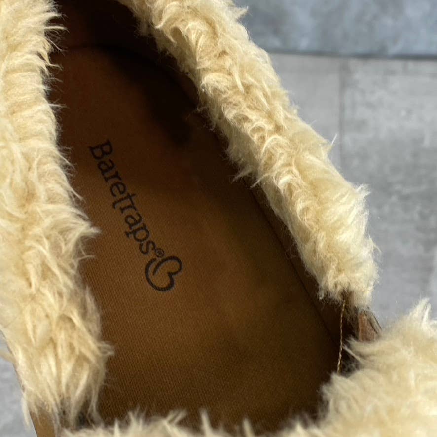 BARETRAPS Women's Cognac Yestelle Twin-Gore Faux-Fur Slip-On Shoes SZ 9