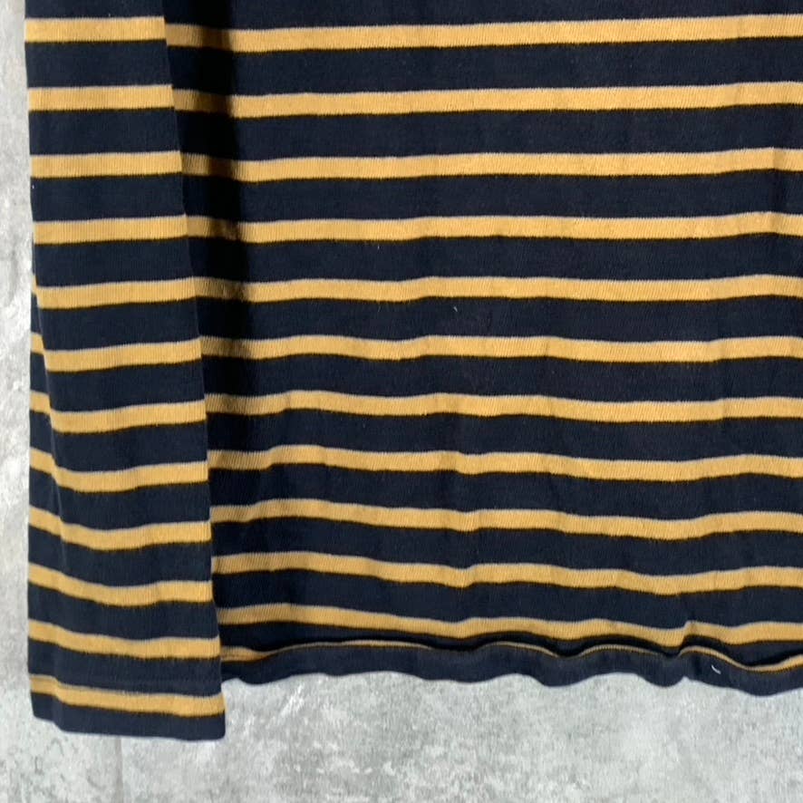 ZARA Men's Yellow/Navy Crewneck Long-Sleeve Pullover Shirt SZ M