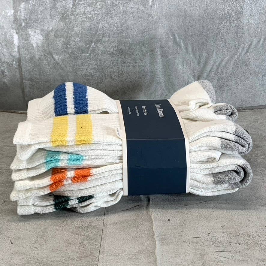 CLUB ROOM Men's White Multi Striped 8-Pack Crew Socks SZ 10-13