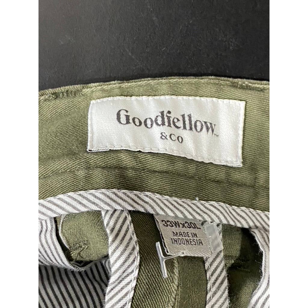 GOODFELLOW & CO Men's Paris Green Athletic-Fit Hennepin Chino Pants SZ 33X30