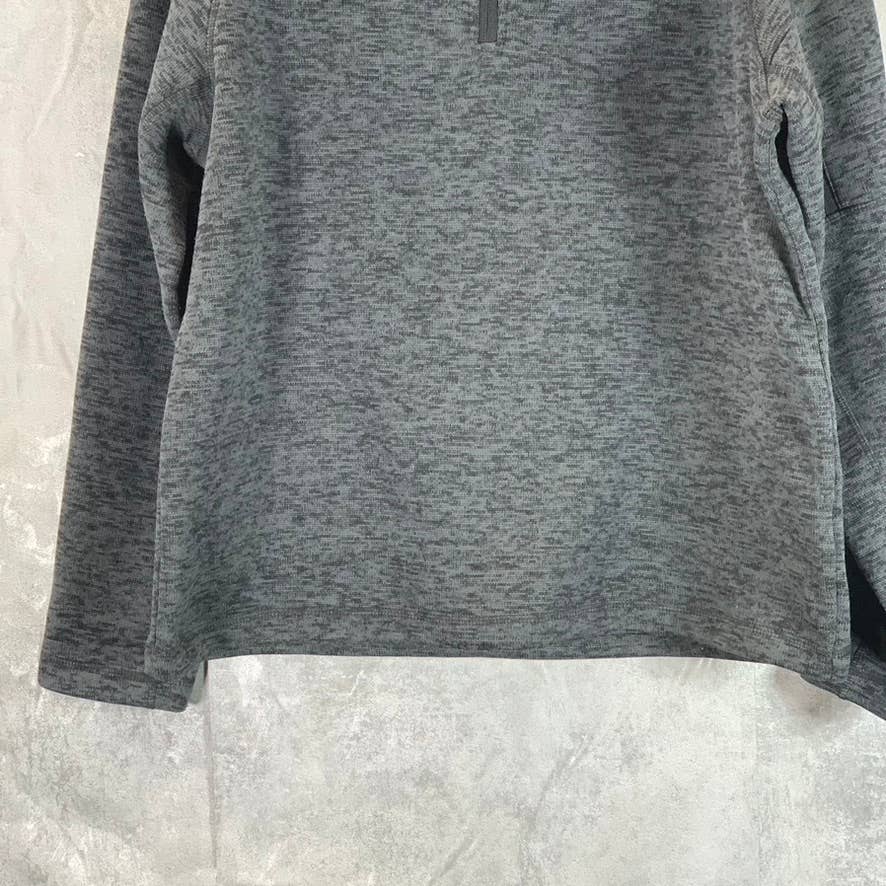 LANDS' END Men's Charcoal Heather Quarter-Zip Fleece Pullover Sweater SZ L