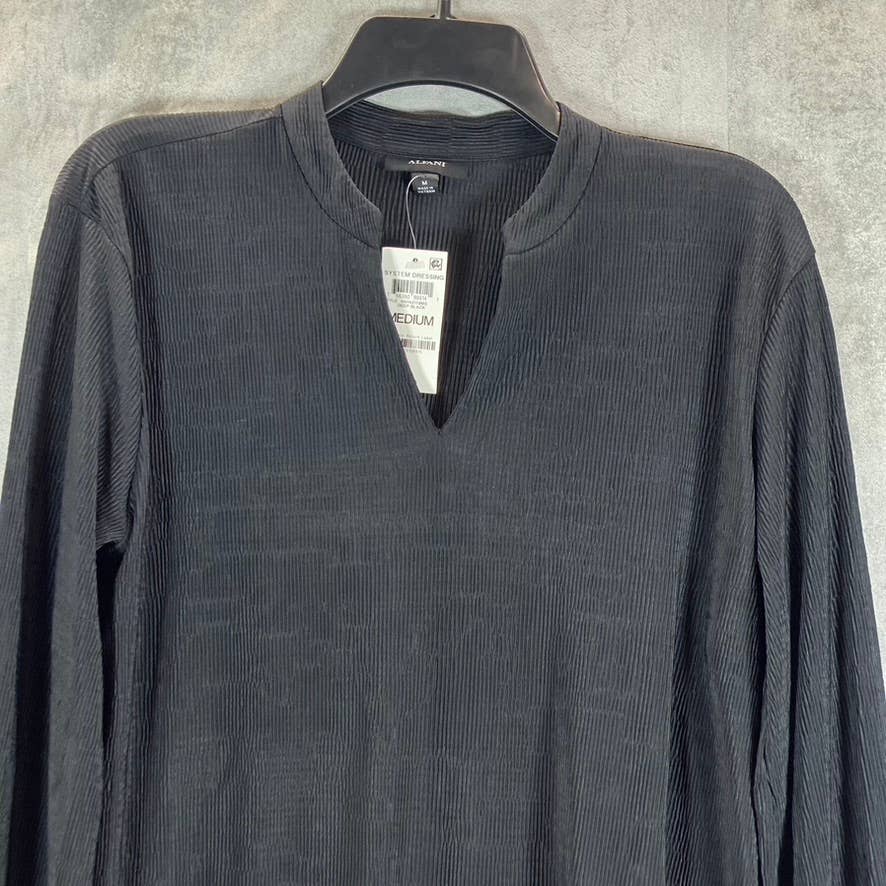 ALFANI Women's Deep Black V-Neck 3/4 Balloon-Sleeve Tunic Top SZ M
