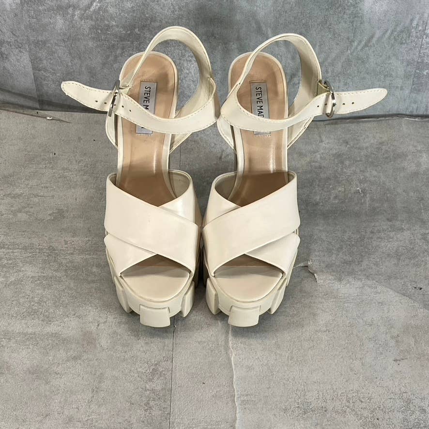 STEVE MADDEN Women's Beige Roxi Mega Lug Sole Platform High-Heel Sandals SZ 9