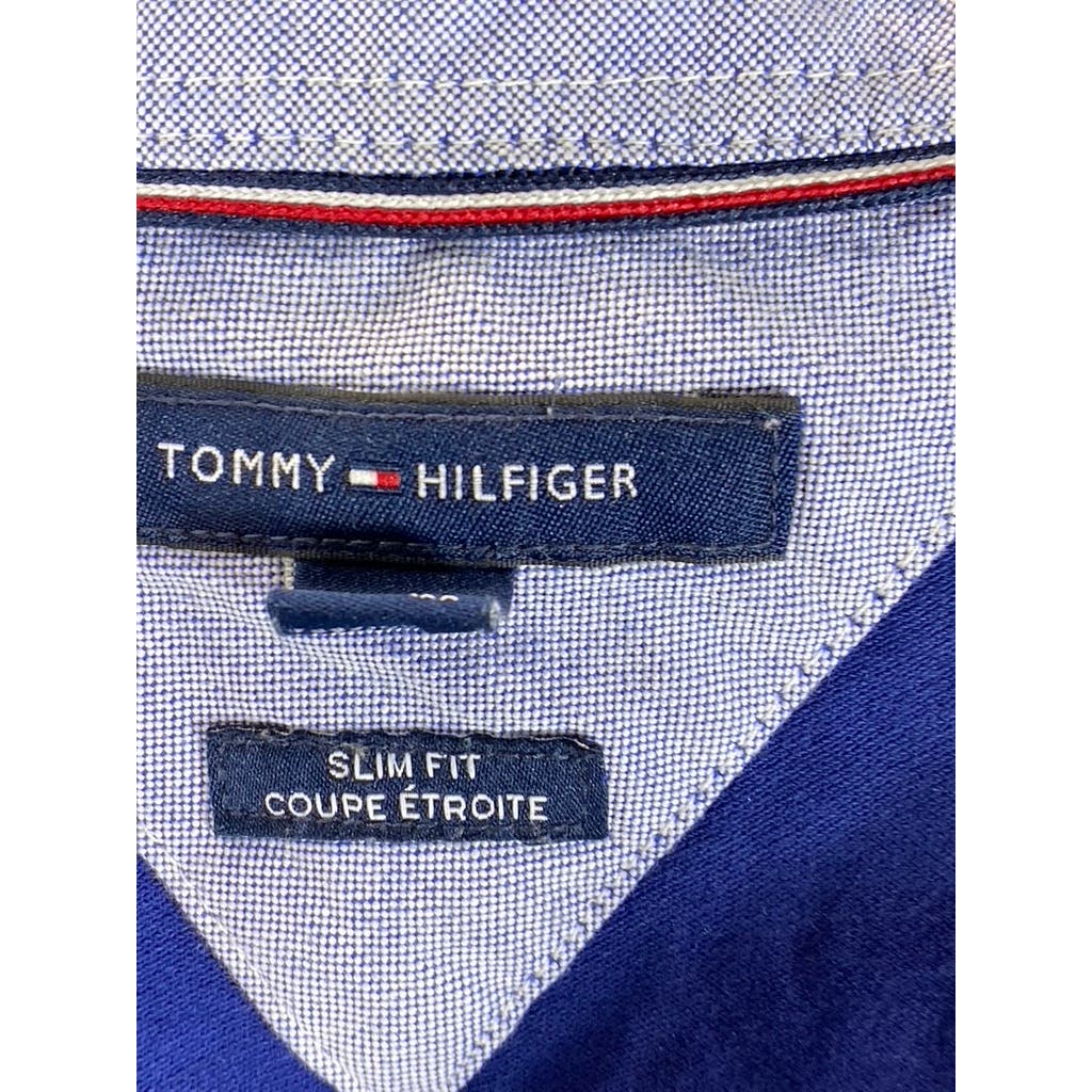 TOMMY HILFIGER Men's Blue Slim-Fit Short Sleeve Polo Shirt SZ M