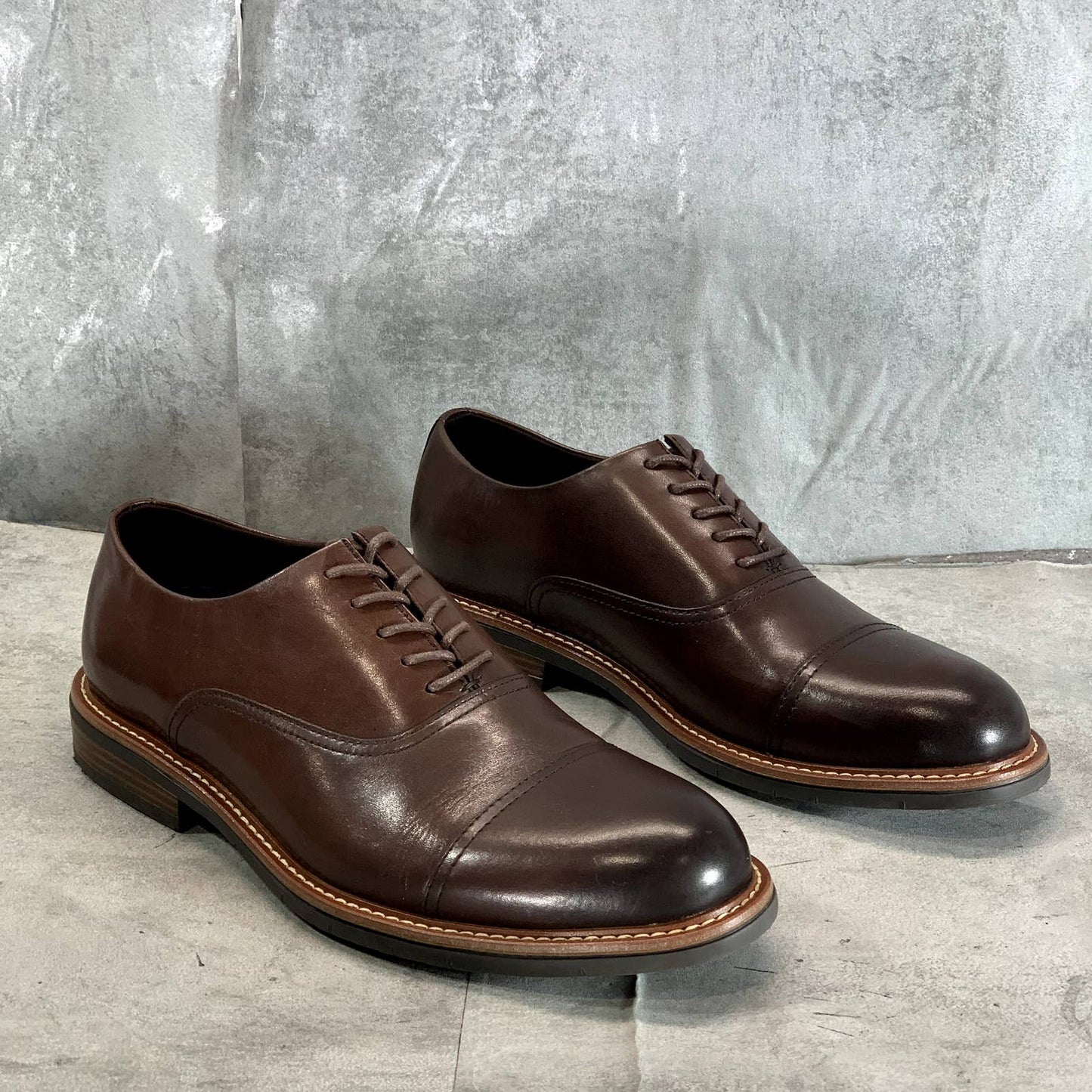 KENNETH COLE REACTION Men's Espresso Klay Flex Cap-Toe Oxfords SZ 11