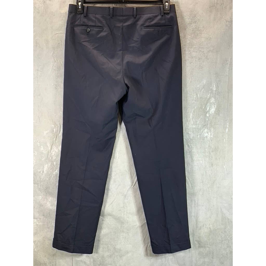LAUREN RALPH LAUREN Men's Navy Total Comfort Pleated Wool Dress Pants SZ 36X32
