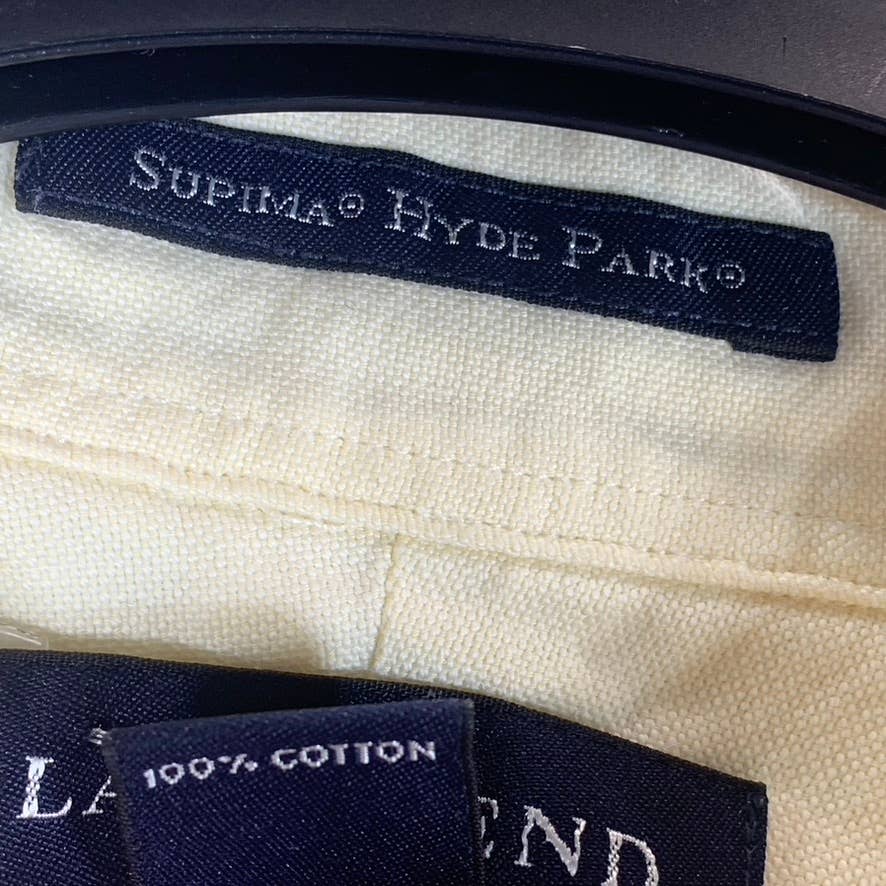 LANDS' END Men's Beige Supima Hyde Park Button-Up Long-Sleeve Shirt SZ 16.5-33