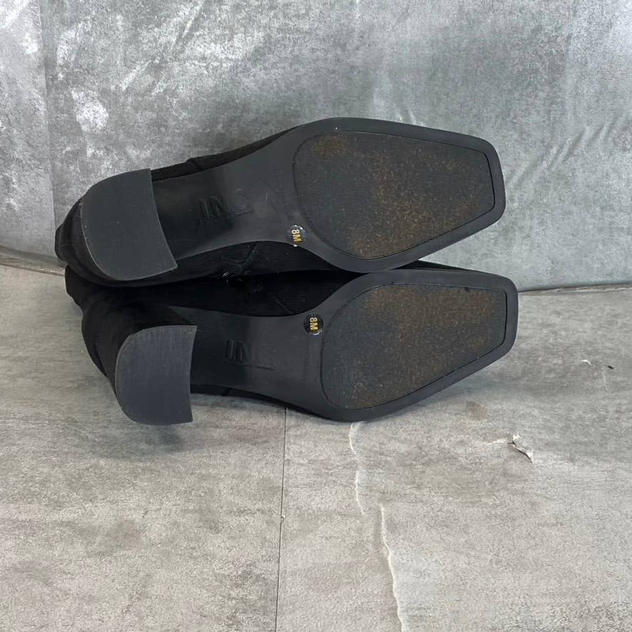 INC INTERNATIONAL CONCEPTS Women's Black Dasha Square-Toe Block-Heel Boots SZ 8