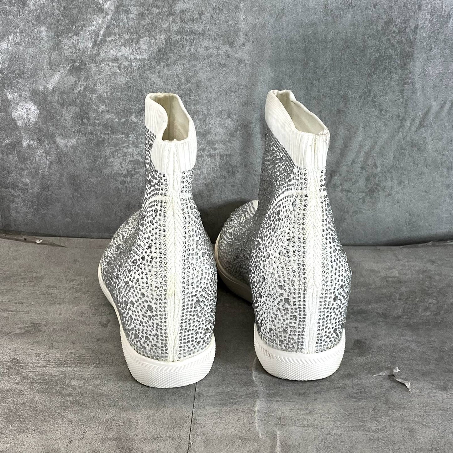 INC INTERNATIONAL Women's White Rhinestone Deena Pull-On Wedge Sneakers SZ 7