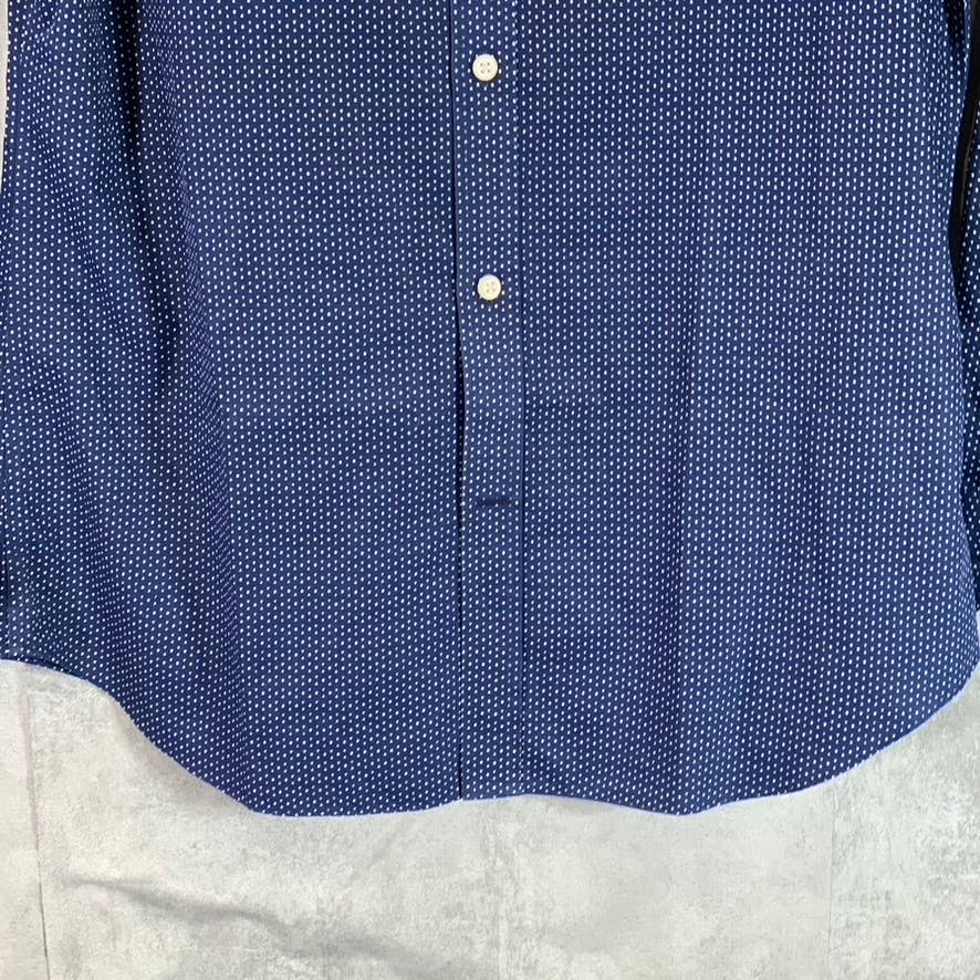BANANA REPUBLIC Men's Navy Dot Print Non-Iron Tailored Slim-Fit Shirt SZ L