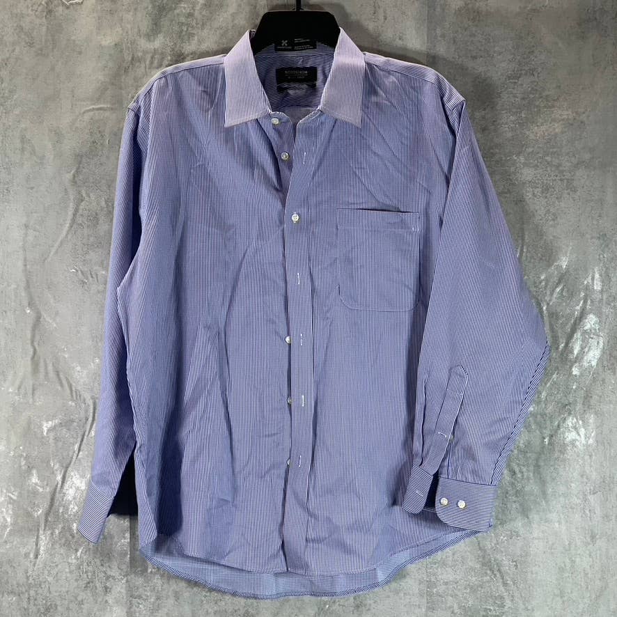 NORDSTROM MEN'S SHOP Men's Blue Pinstripe Trim-Fit Dress Shirt SZ 17 32/33
