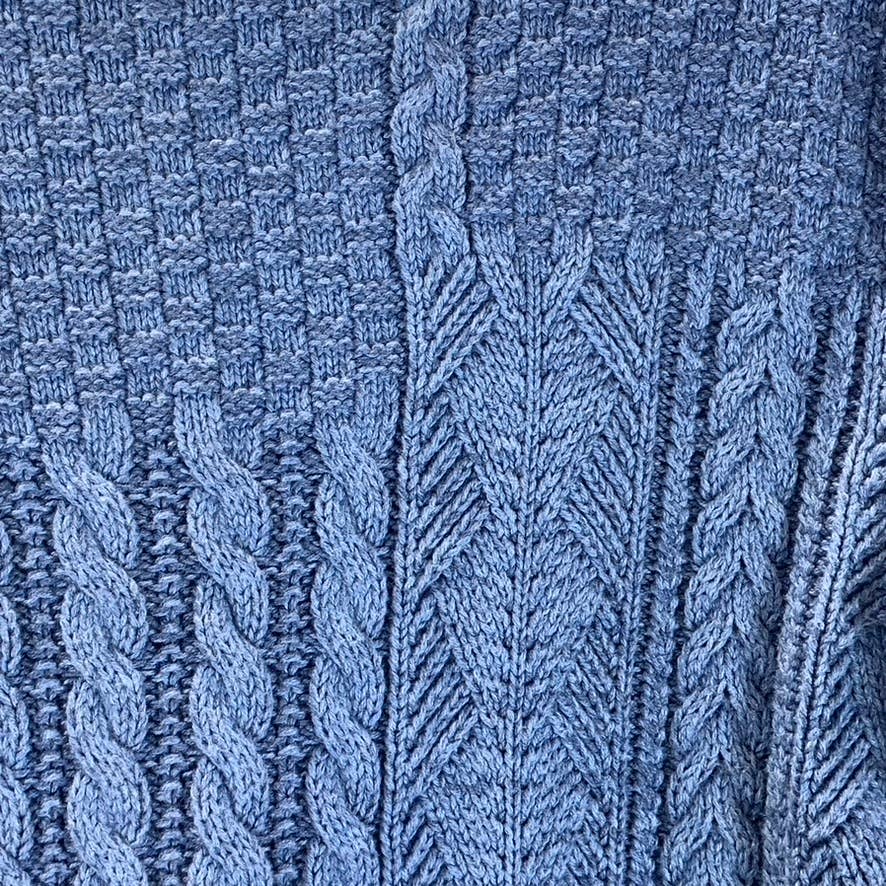 J.CREW Men's Heather Mediterranean Navy Crewneck Cable Knit Sweater SZ M