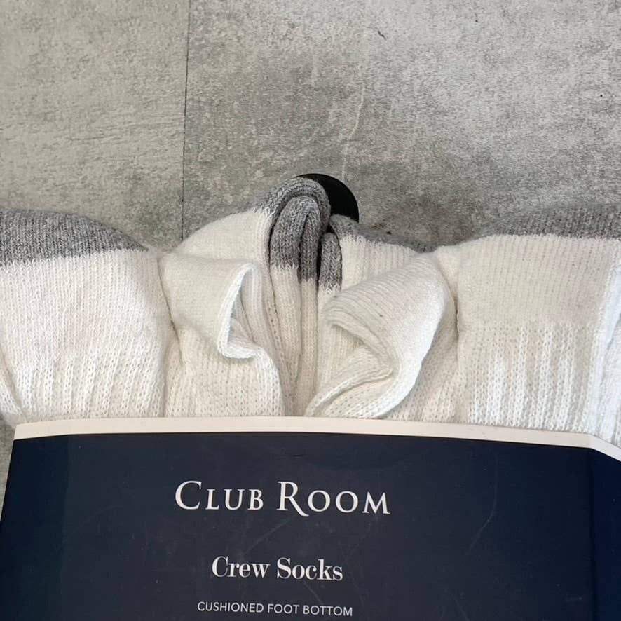 CLUB ROOM Men's White Multi Striped 8-Pack Crew Socks SZ 10-13