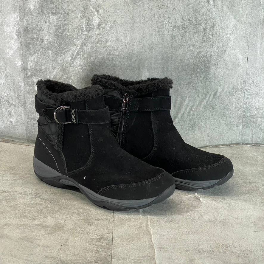 EASY SPIRIT Women's Black Faux-Fur Seelk Round-Toe Side-Zip Ankle Boots SZ 8.5
