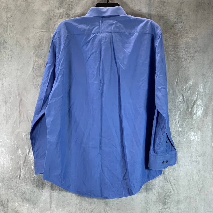 NORDSTROM Men's Blue Trim-Fit Button-Front Long-Sleeve Dress Shirt SZ 17 32/33
