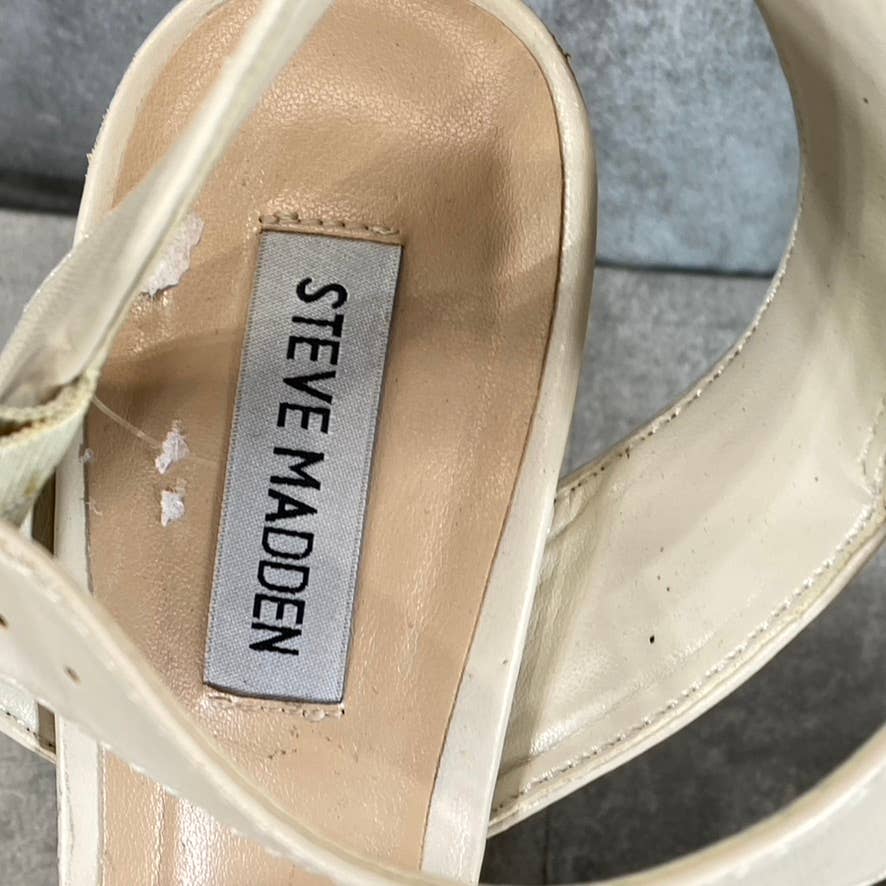 STEVE MADDEN Women's Beige Roxi Mega Lug Sole Platform High-Heel Sandals SZ 9