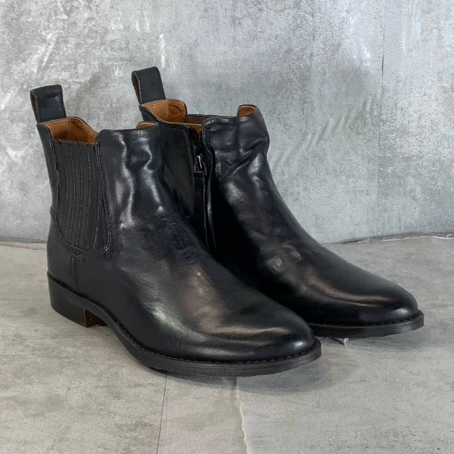 FRANCO SARTO Women's Black Leather Linc Side-Zip Almond-Toe Booties SZ 8.5