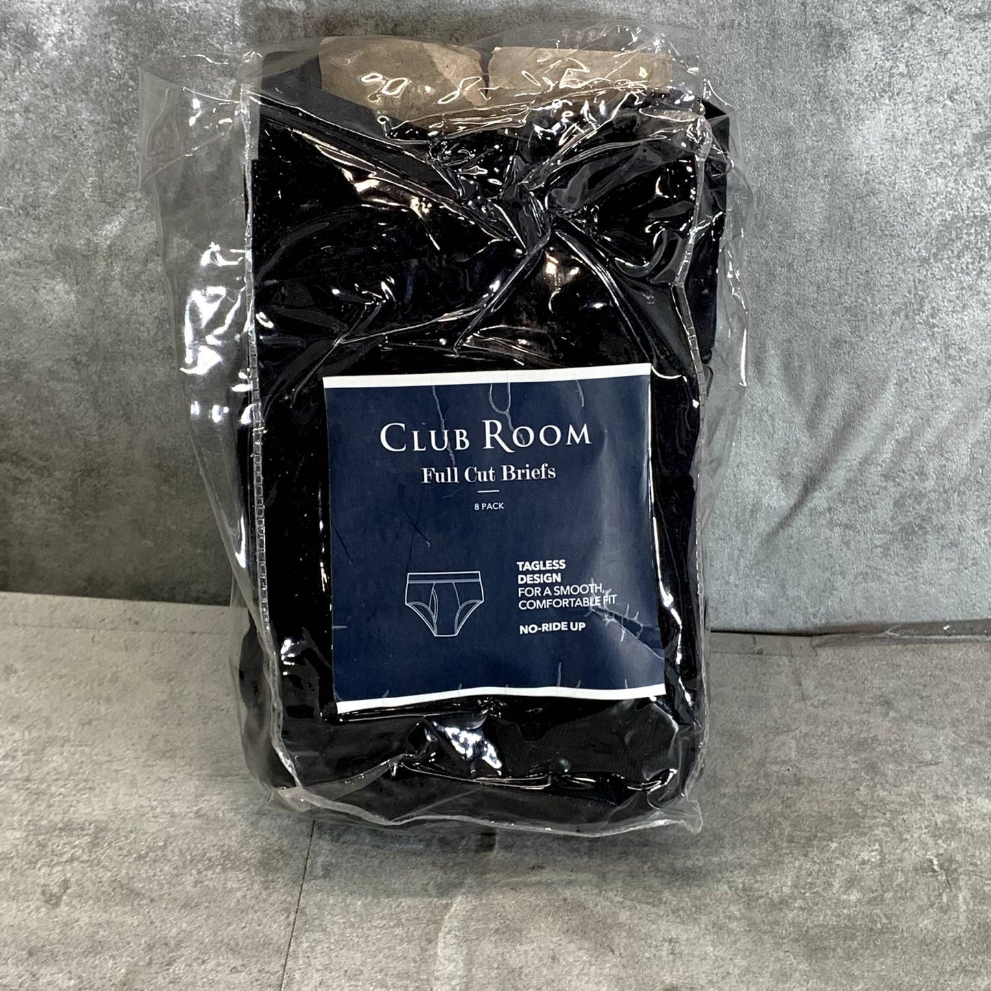 CLUB ROOM Men's Solid Black Full-Cut Tagless No-Ride Up 8-Pack Briefs SZ XL
