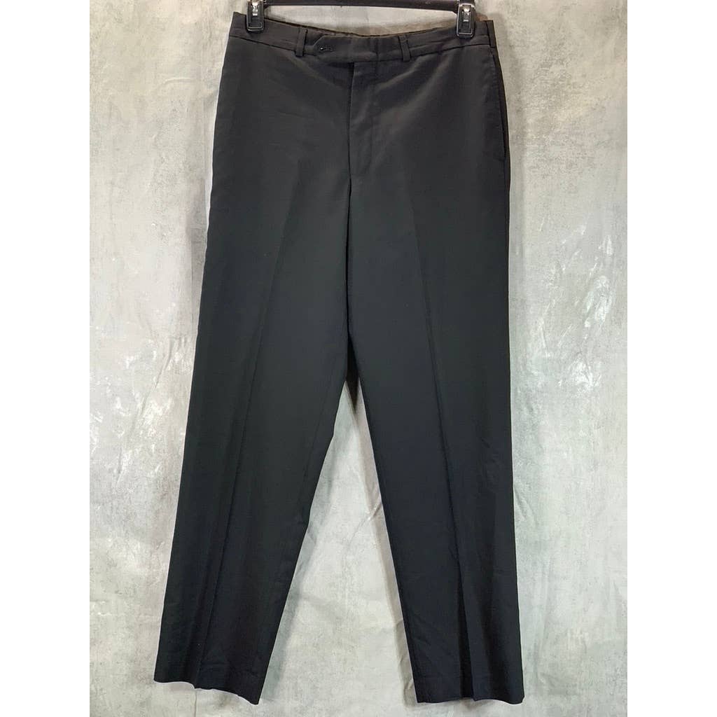 LANDS' END Men's Black Solid Regular-fit Dress Pants SZ 32