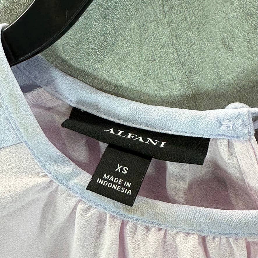 ALFANI Women's Lilac Color-Block Shoulder Short-Sleeve Top SZ XS