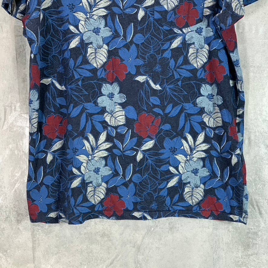 GOODFELLOW & CO Men's Navy Floral Standard-Fit Crewneck Patch Pocket T-Shirt SZL