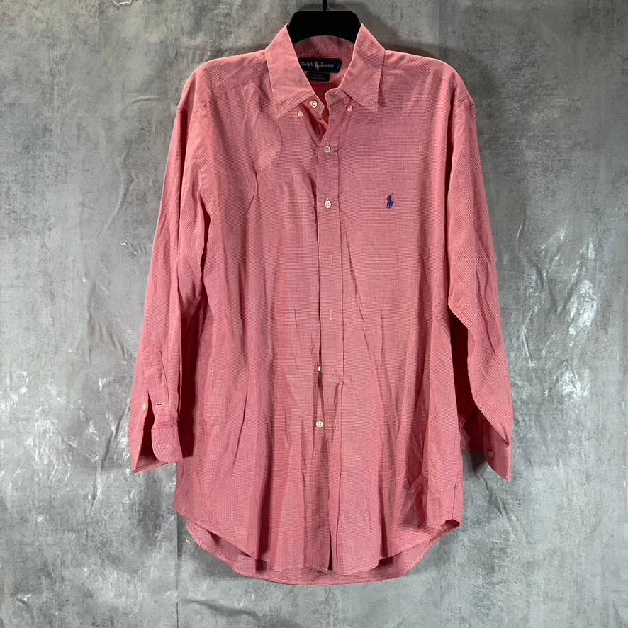 RALPH LAUREN Men's Red Gingham Blake Classic-Fit Long-Sleeve Button-Up Shirt SZM