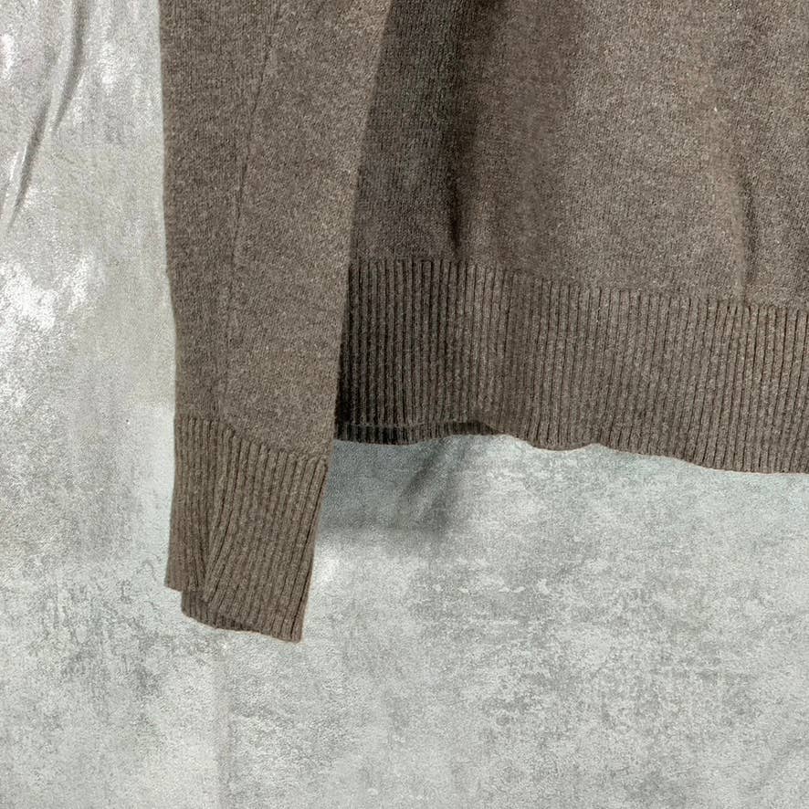 MARC ANTHONY Men's Brown Stripe Slim-Fit Merino Cashmere Blend Shawl Sweater SZM