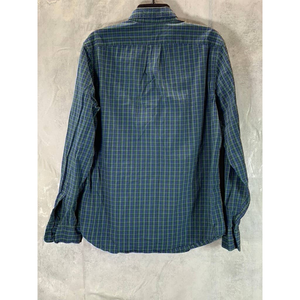 J.CREW Men's Green Secret Wash Cotton Button-Up Long-Sleeve Shirt SZ M