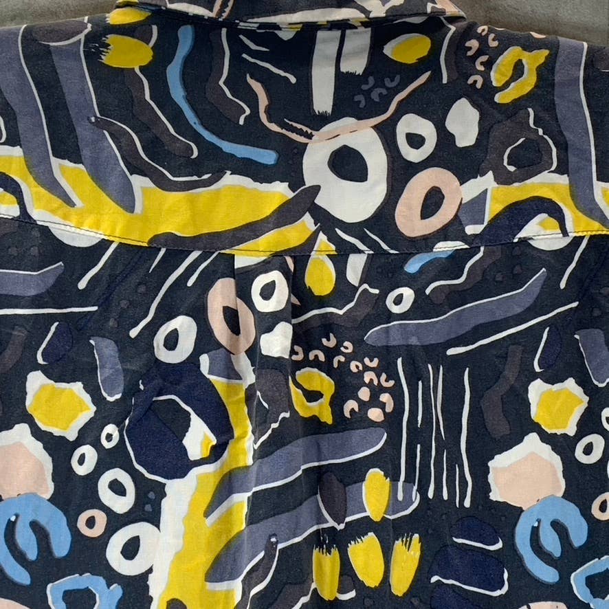 NATIVE YOUTH Men's Navy The Nostalgia Print Short-Sleeve Button-Up Shirt SZ M