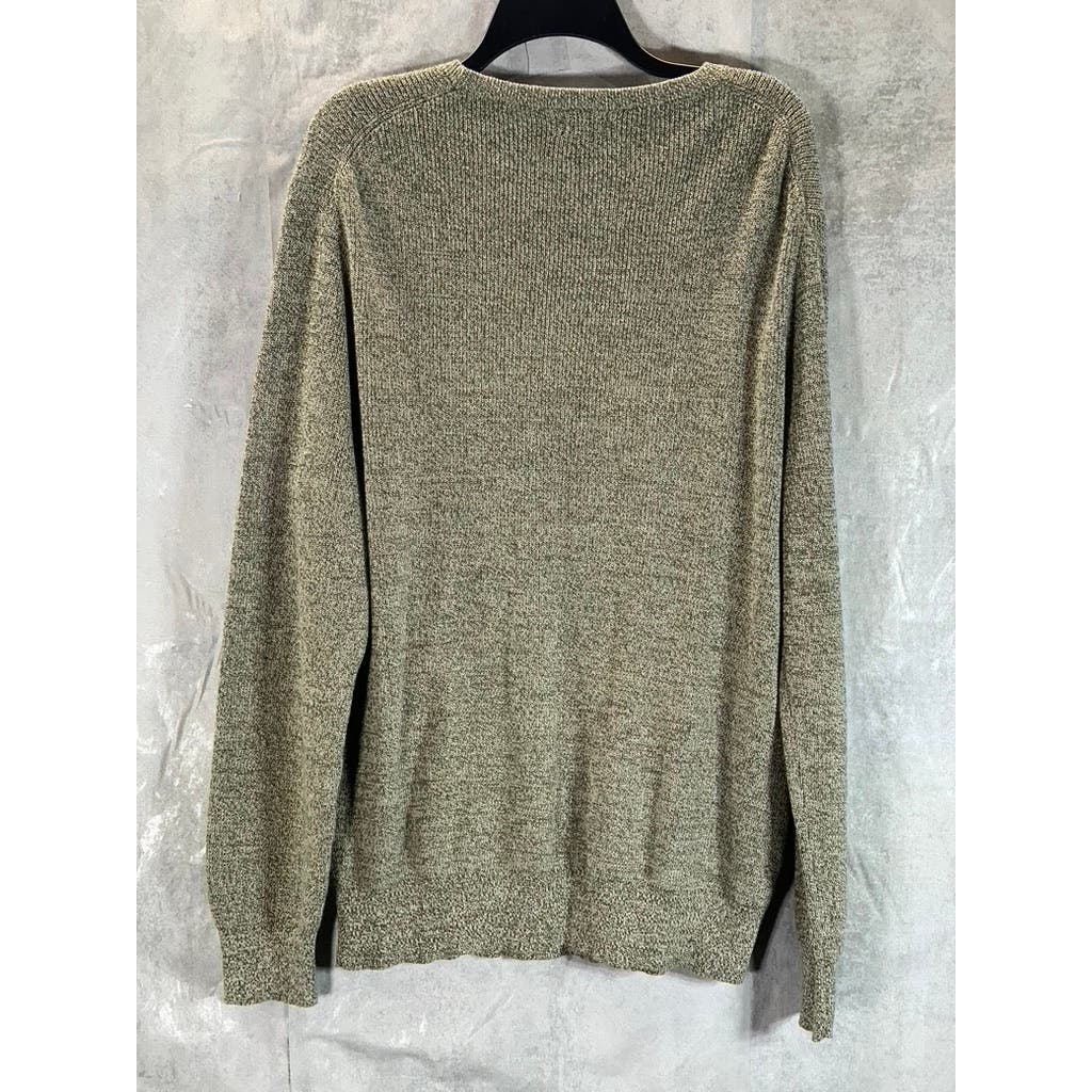 J.CREW Men's Marled Olive Crewneck Cotton Pullover Sweater SZ L