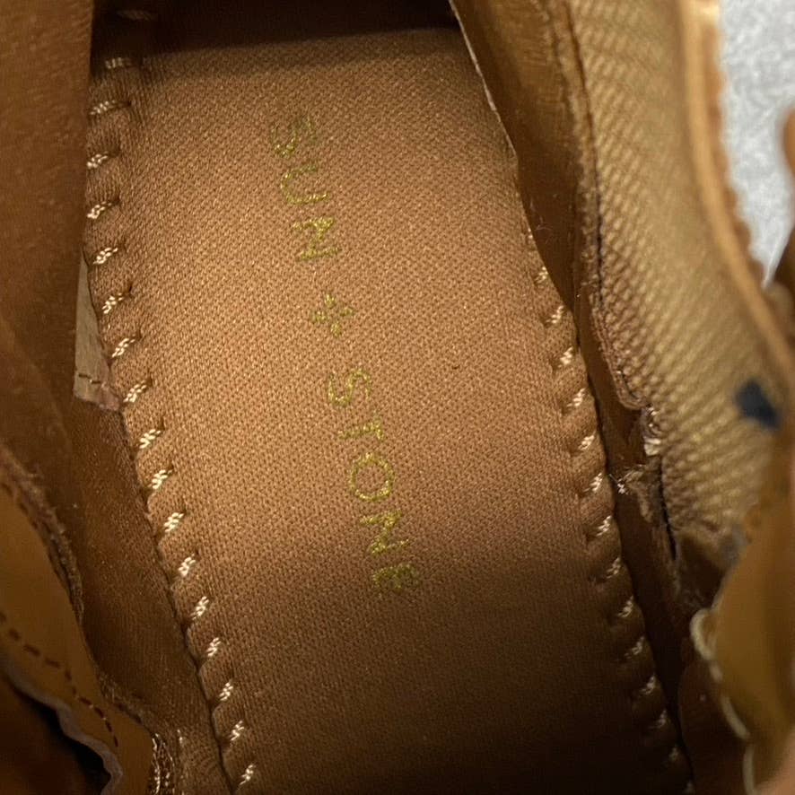 SUN+STONE Women's Tan Micro Kandy Round-Toe Block-Heel Ankle Boots SZ 6.5
