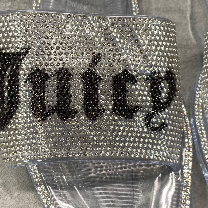 JUICY COUTURE Women's Clear Hylton Rhinestone Embellished Slide Jelly Sandal SZ7
