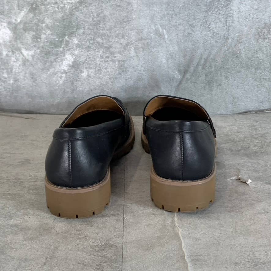 STYLE & CO Women's Black Faux-Leather Olivviaa Slip-On Penny Loafers SZ 7.5