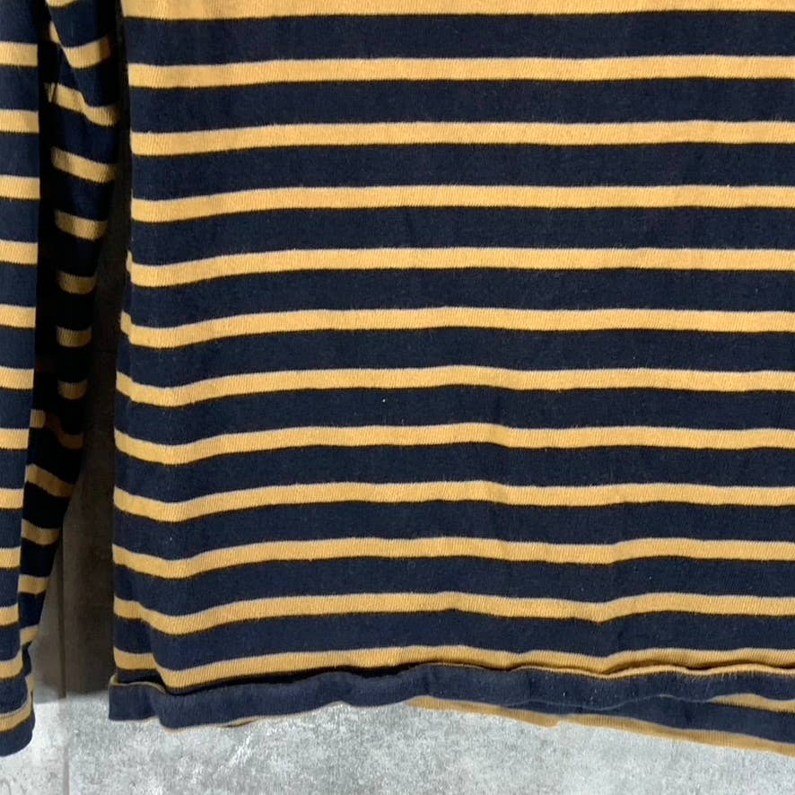 ZARA Men's Yellow/Navy Crewneck Long-Sleeve Pullover Shirt SZ M