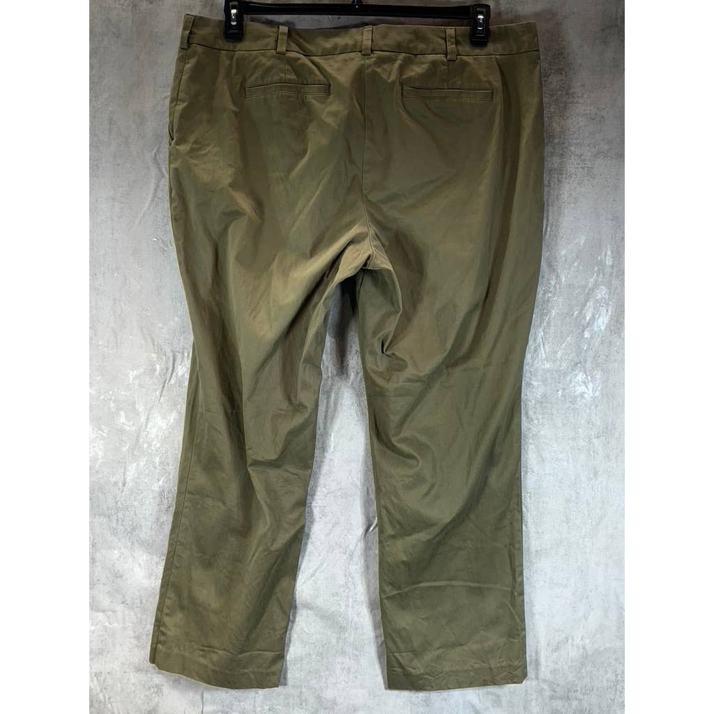 LANDS' END Women's Plus Size Olive Mid-Rise Straight-Leg Pants SZ 20W
